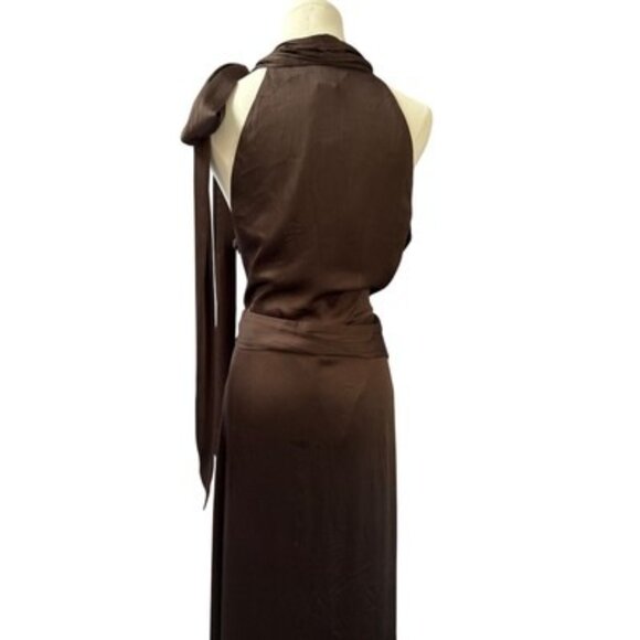 Sachin & Babi Size 12 Brown Halter Evening Gown - Picture 3 of 4